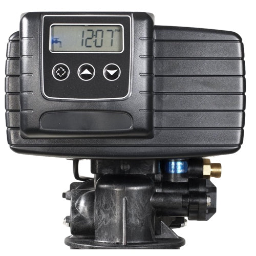 photo of water softener control valve showing the display