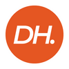 Logo with 'DH.' text on an orange circle