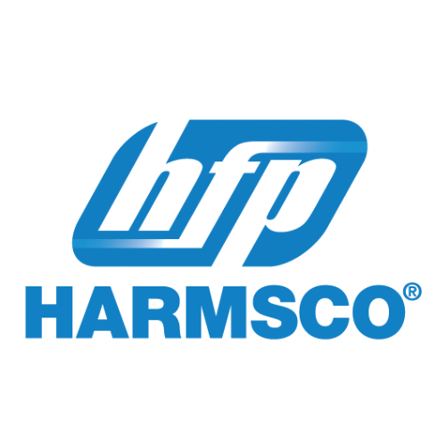 Harmsco logo with blue and white design on a white background