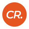 Logo with 'CR.' text in a circle on a white background
