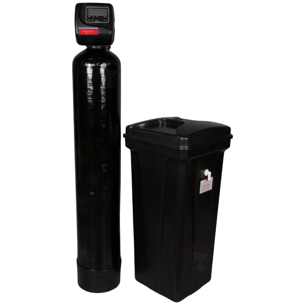 wellmaster water softener showing treatment tank and brine tank