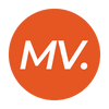 Logo with 'MV.' text in white on an orange circle