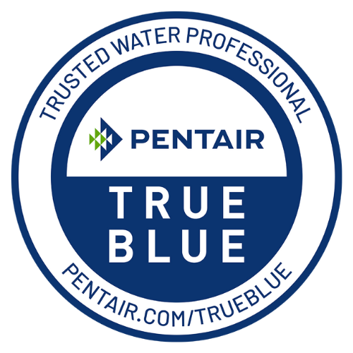 Pentair True Blue Trusted Water Professional badge on a white background