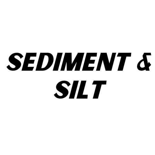 Text 'SEDIMENT & SILT' in black on a white background