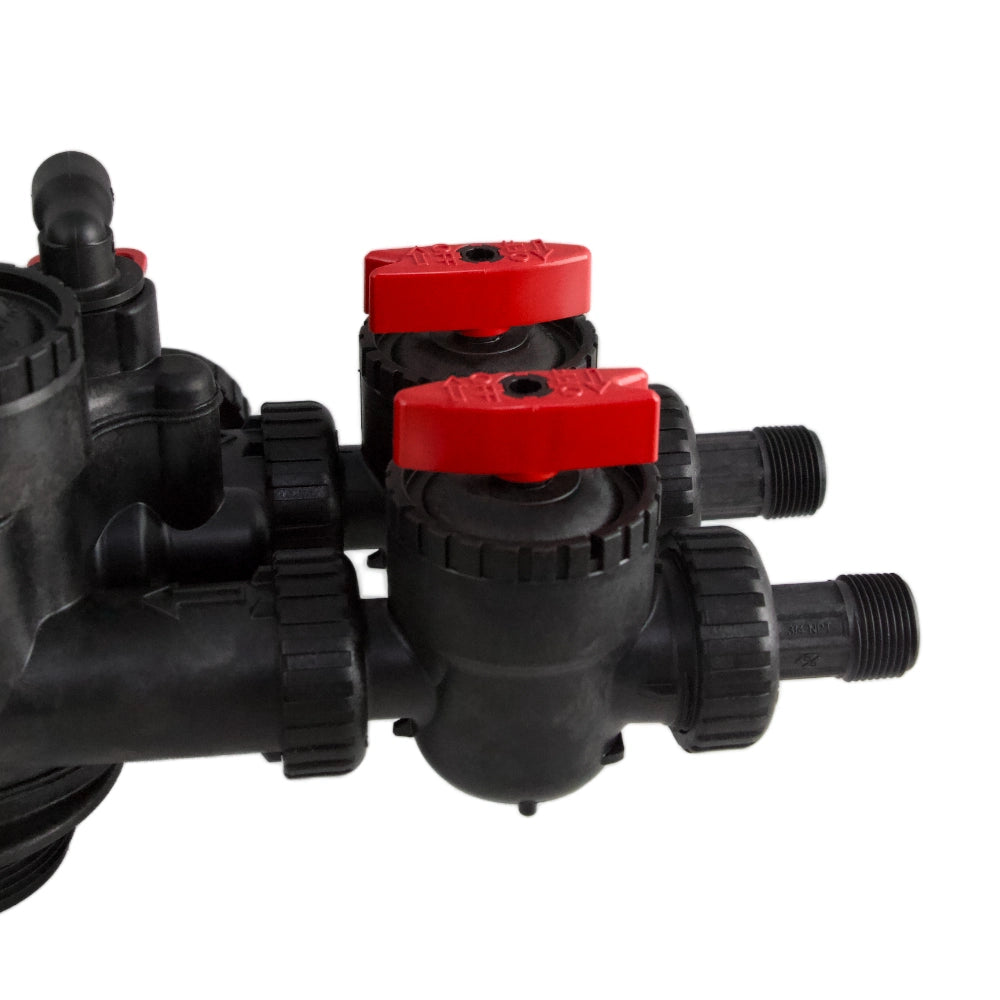 Clack 3/4" Male NPT Plumbing Connector V3007-18 full product image on bypass valve - product demonstration 