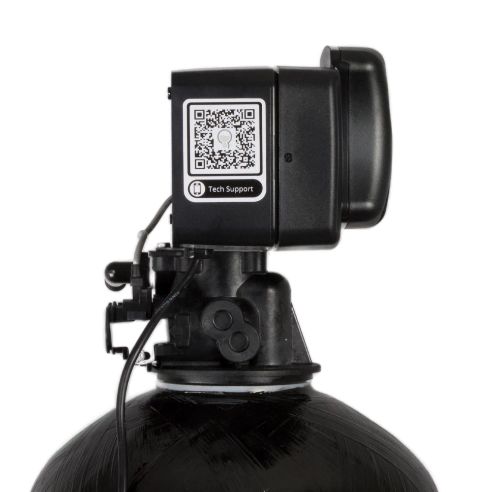 Fleck 5600SXT Water Softener 1.5 right side with QR code
